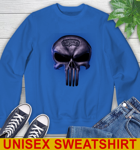 San Antonio Spurs NBA Basketball Punisher Skull Sports Sweatshirt - Image 12