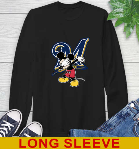 Milwaukee Brewers MLB Baseball Dabbing Mickey Disney Sports Long Sleeve T-Shirt 3 Milwaukee Brewers MLB Baseball Dabbing Mickey Disney Sports Long Sleeve T-Shirt - Image 3