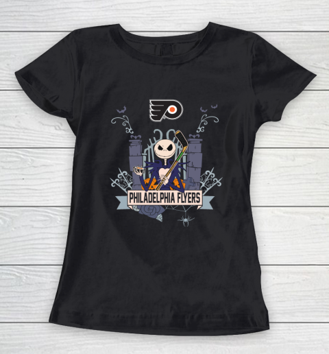 NHL Philadelphia Flyers Hockey Jack Skellington Halloween Women's T-Shirt
