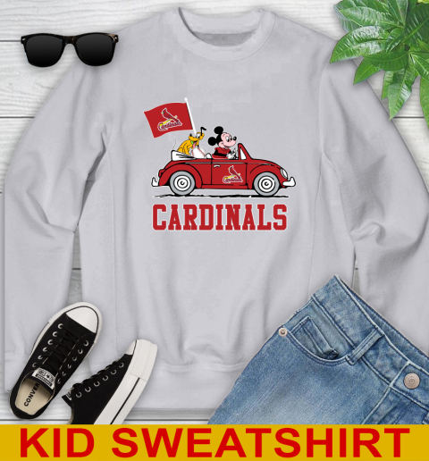 MLB Baseball St.Louis Cardinals Pluto Mickey Driving Disney Shirt Youth Sweatshirt 4