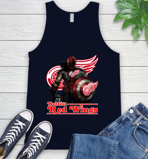 NHL Captain America Thor Spider Man Hawkeye Avengers Endgame Hockey Detroit Red Wings Tank Top 3