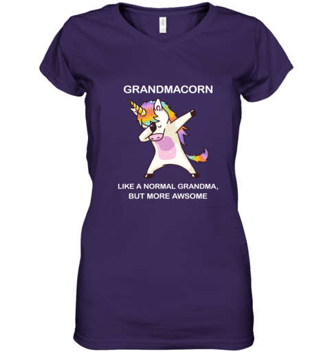 Unicorn Grandmacorn Dabbing Like A Normal Grandma But More Awesome Women's V-Neck T-Shirt