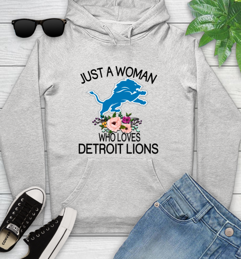 NFL Just A Woman Who Loves Detroit Lions Football Sports Youth Hoodie