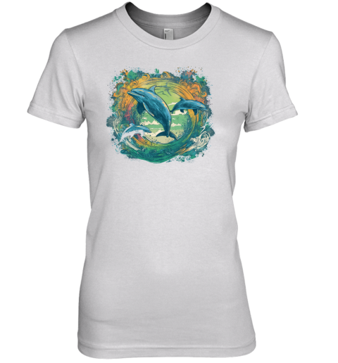 Dolphins Swim Summer Ocean Vibes Art Design Premium Women's T-Shirt