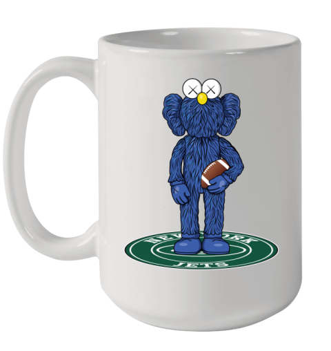 NFL Football New York Jets Kaws Bff Blue Figure Shirt Ceramic Mug 15oz