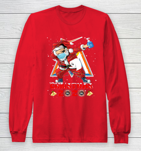 Miami Marlins Funny Santa Claus Dabbing Christmas 2020 MLB Long Sleeve T-Shirt 7
