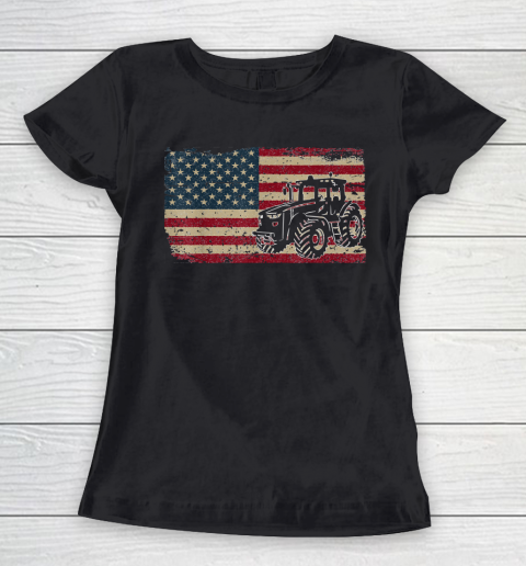 4th Of July Farm Tractors USA Flag Patriotic Women's T-Shirt