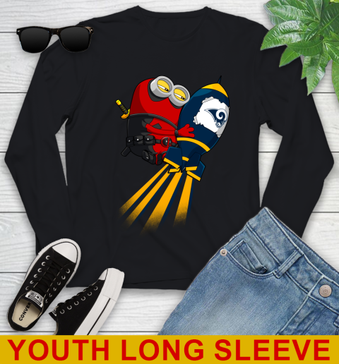 NFL Football Los Angeles Rams Deadpool Minion Marvel Shirt Youth Long Sleeve