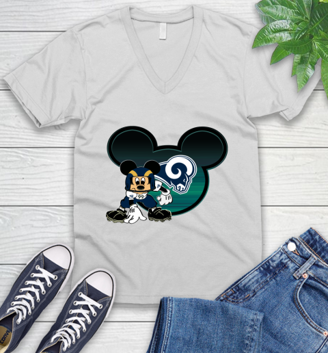 NFL Los Angeles Rams Mickey Mouse Disney Football T Shirt V-Neck T-Shirt