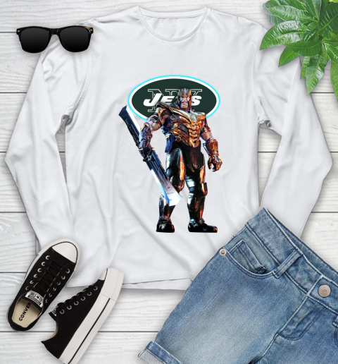 NFL Thanos Gauntlet Avengers Endgame Football New York Jets Youth Long Sleeve