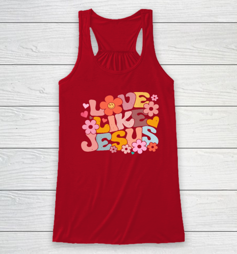 Love Like Jesus Christian Bible Verse Trendy Floral Heart Racerback Tank 3