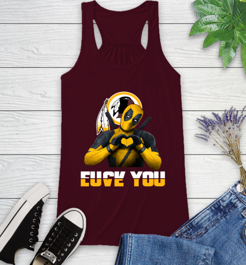 NHL Washington Redskins Deadpool Love You Fuck You Football Sports Racerback Tank 2