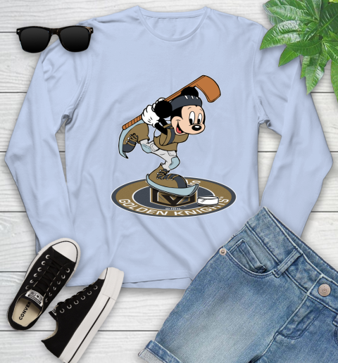 NHL Hockey Vegas Golden Knights Cheerful Mickey Disney Shirt Youth Long Sleeve 9