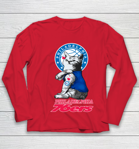 NBA Basketball My Cat Loves Philadelphia 76ers Youth Long Sleeve 9 NBA Basketball My Cat Loves Philadelphia 76ers Youth Long Sleeve - Image 9