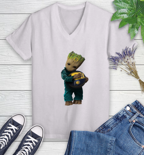 NBA Groot Guardians Of The Galaxy Basketball Sports Indiana Pacers Women's V-Neck T-Shirt