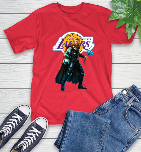NBA Thor Avengers Endgame Basketball Los Angeles Lakers T-Shirt 10