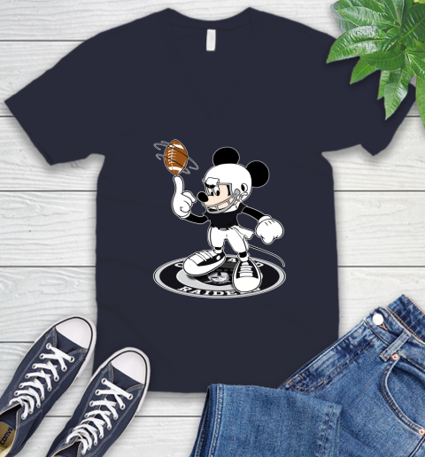 NFL Football Oakland Raiders Cheerful Mickey Disney Shirt V-Neck T-Shirt - Image 4