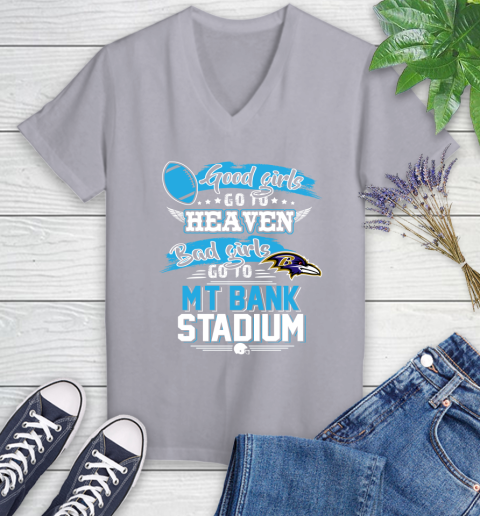 Baltimore Ravens NFL Bad Girls Go To MT Bank Stadium Shirt Women's V-Neck T-Shirt 4