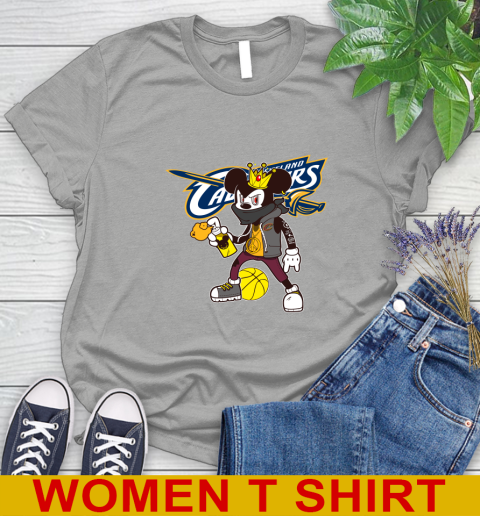 Cleveland Cavaliers NBA Basketball Mickey Peace Sign Sports Women's T-Shirt 11