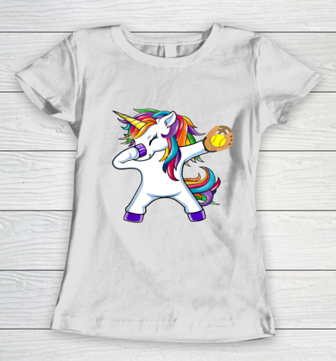 Dabbing Unicorn Softball T Shirt Funny Dab Gift Women's T-Shirt
