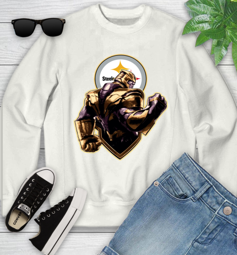 NFL Thanos Avengers Endgame Football Sports Pittsburgh Steelers Youth Sweatshirt