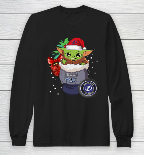 Tampa Bay Lightning Christmas Baby Yoda Star Wars Funny Happy NHL Long Sleeve T-Shirt