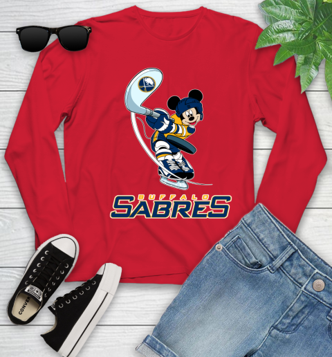 NHL Hockey Buffalo Sabres Cheerful Mickey Mouse Shirt Youth Long Sleeve 11