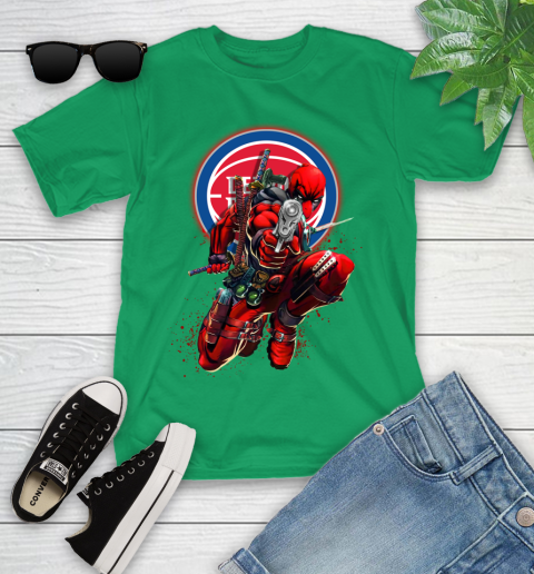 NBA Deadpool Marvel Comics Sports Basketball Detroit Pistons Youth T-Shirt 6