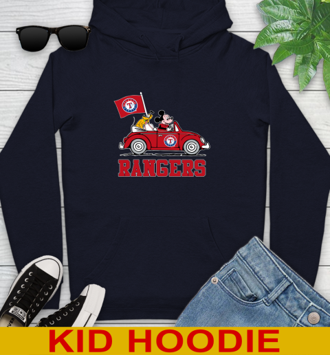 MLB Baseball Texas Rangers Pluto Mickey Driving Disney Shirt Youth Hoodie 4