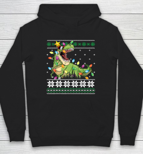 Funny Christmas Ugly Sweater Boys Men Kids Tree Rex Hoodie
