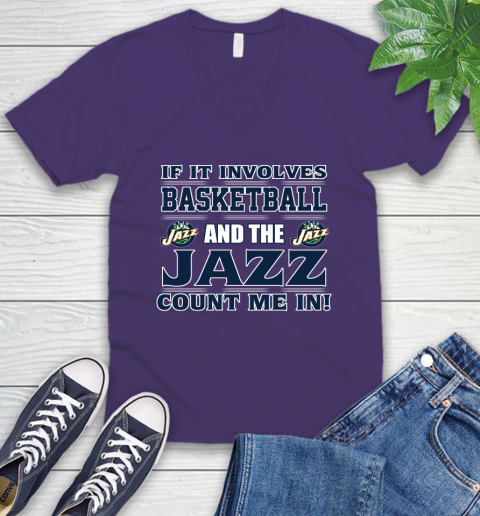 NBA If It Involves Basketball And Utah Jazz Count Me In Sports V-Neck T-Shirt 10