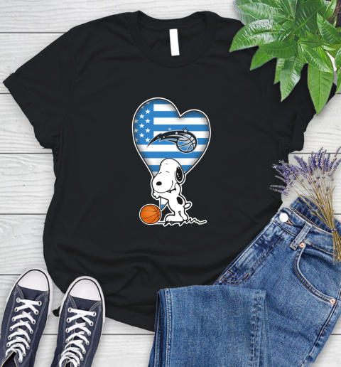 Orlando Magic NBA Basketball The Peanuts Movie Adorable Snoopy Women's T-Shirt 2