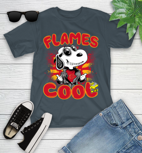 NHL Hockey Calgary Flames Cool Snoopy Shirt Youth T-Shirt 9
