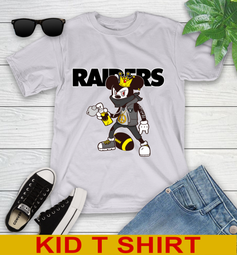 Oakland Raiders NFL Football Mickey Peace Sign Sports Youth T-Shirt 5
