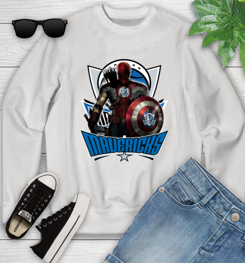 Dallas Mavericks NBA Basketball Captain America Thor Spider Man Hawkeye Avengers Youth Sweatshirt