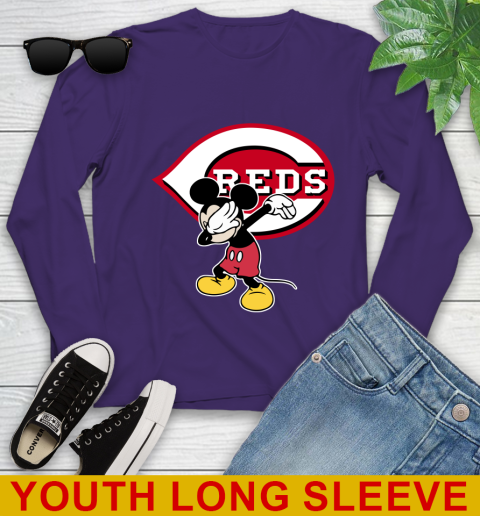Cincinnati Reds MLB Baseball Dabbing Mickey Disney Sports Youth Long Sleeve 6 Cincinnati Reds MLB Baseball Dabbing Mickey Disney Sports Youth Long Sleeve - Image 6