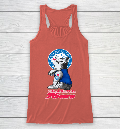 NBA Basketball My Cat Loves Philadelphia 76ers Racerback Tank 3