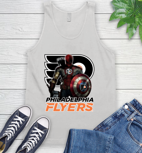 NHL Captain America Thor Spider Man Hawkeye Avengers Endgame Hockey Philadelphia Flyers Tank Top