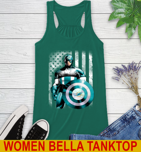 Miami Dolphins NFL Football Captain America Marvel Avengers American Flag Shirt Racerback Tank 5