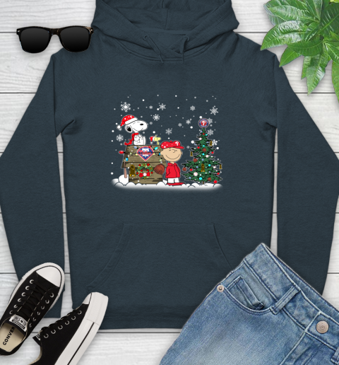 MLB Philadelphia Phillies Snoopy Charlie Brown Christmas Baseball Commissioner's Trophy Youth Hoodie 10