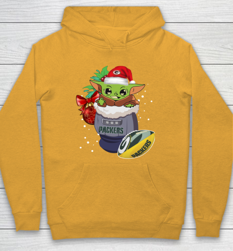 Green Bay Packers Christmas Baby Yoda Star Wars Funny Happy NFL Hoodie 3