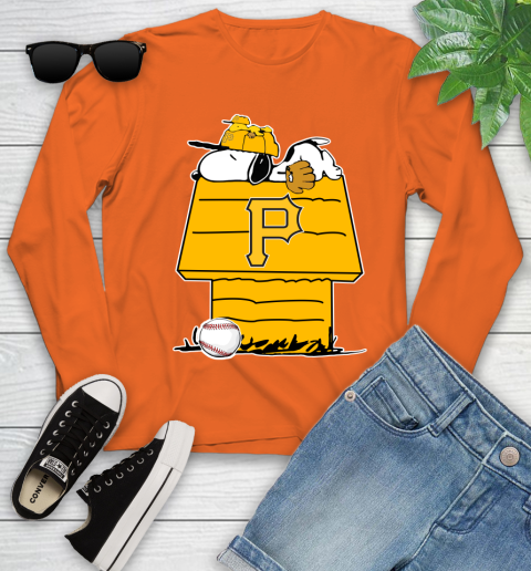 MLB Pittsburgh Pirates Snoopy Woodstock The Peanuts Movie Baseball T Shirt Youth Long Sleeve 4