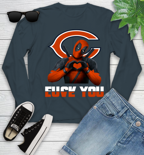 NHL Chicago Bears Deadpool Love You Fuck You Football Sports Youth Long Sleeve 9