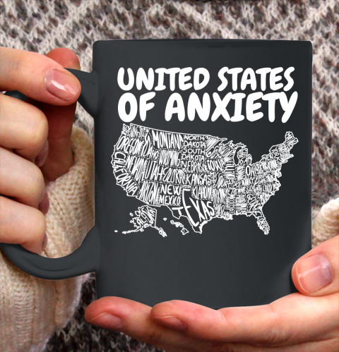 United States Of Anxiety US Map Ceramic Mug 11oz
