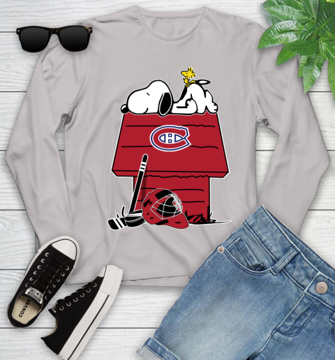 Montreal Canadiens NHL Hockey Snoopy Woodstock The Peanuts Movie Youth Long Sleeve 12