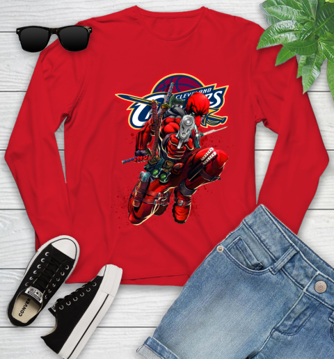 NBA Deadpool Marvel Comics Sports Basketball Cleveland Cavaliers Youth Long Sleeve 11