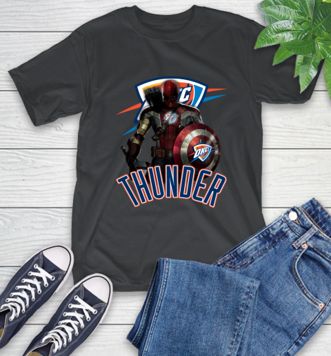 Oklahoma City Thunder NBA Basketball Captain America Thor Spider Man Hawkeye Avengers T-Shirt 2