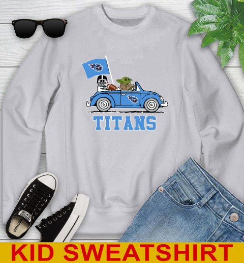 NFL Football Tennessee Titans Darth Vader Baby Yoda Driving Star Wars Shirt Youth Sweatshirt 4