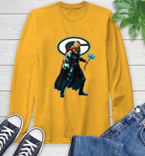 NFL Thor Avengers Endgame Football Green Bay Packers Long Sleeve T-Shirt 3