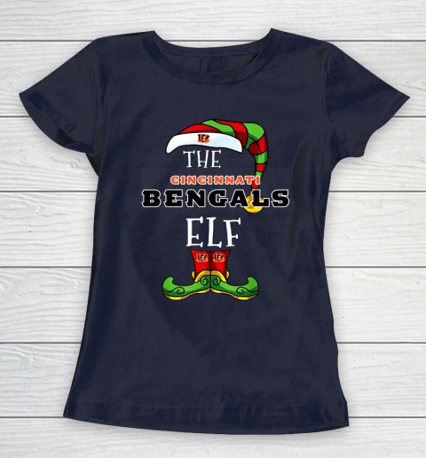 Cincinnati Bengals Christmas ELF Funny NFL Women's T-Shirt 2